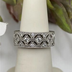 Tacori Sterling Silver Epiphany Platinum-clad Diamonique Harlequin Band Ring 7